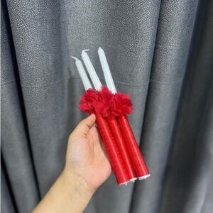 Elegant Red and White Taper Candles